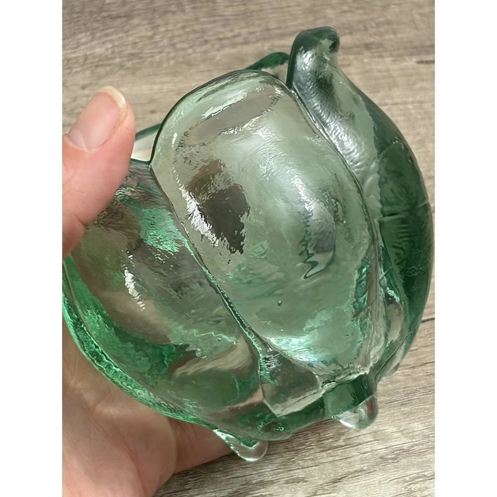 Vintage Spanish Recycled Textured Green Glass Tulip Votive Candle Holder 4